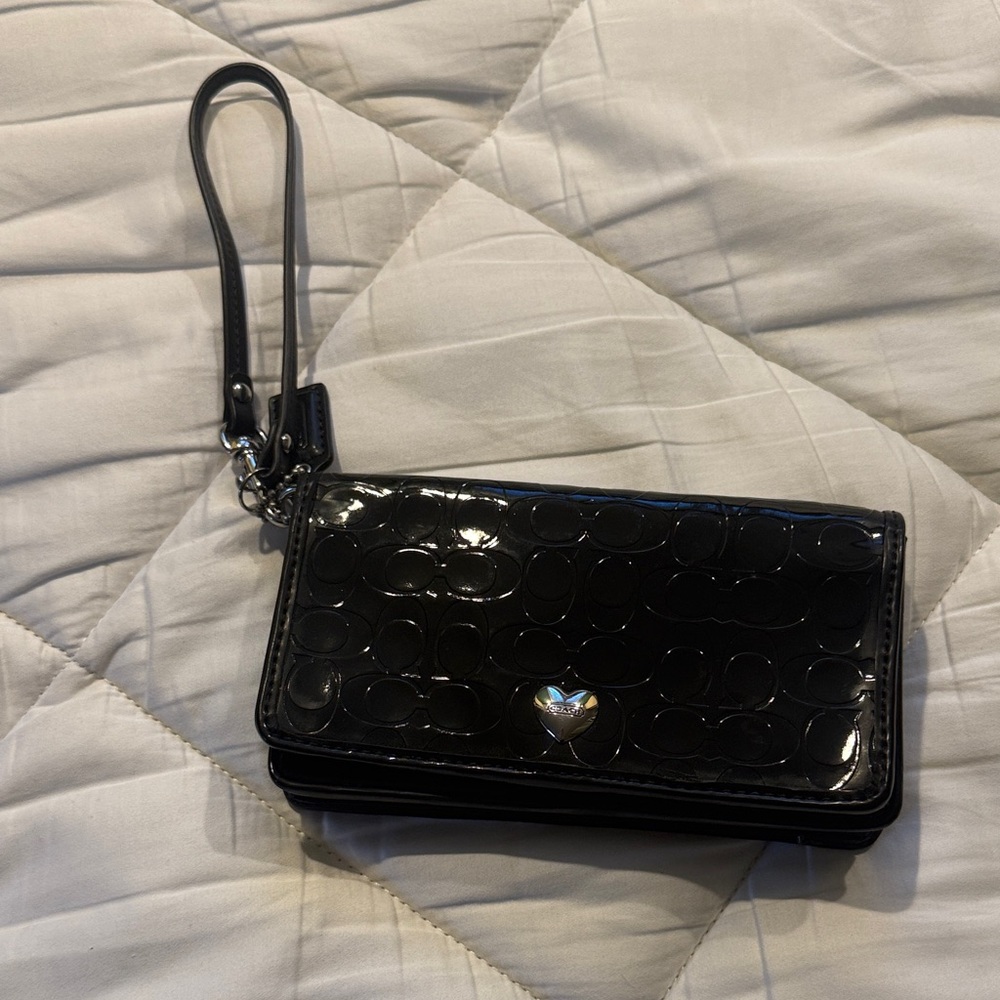 Coach Black Leather Wristlet